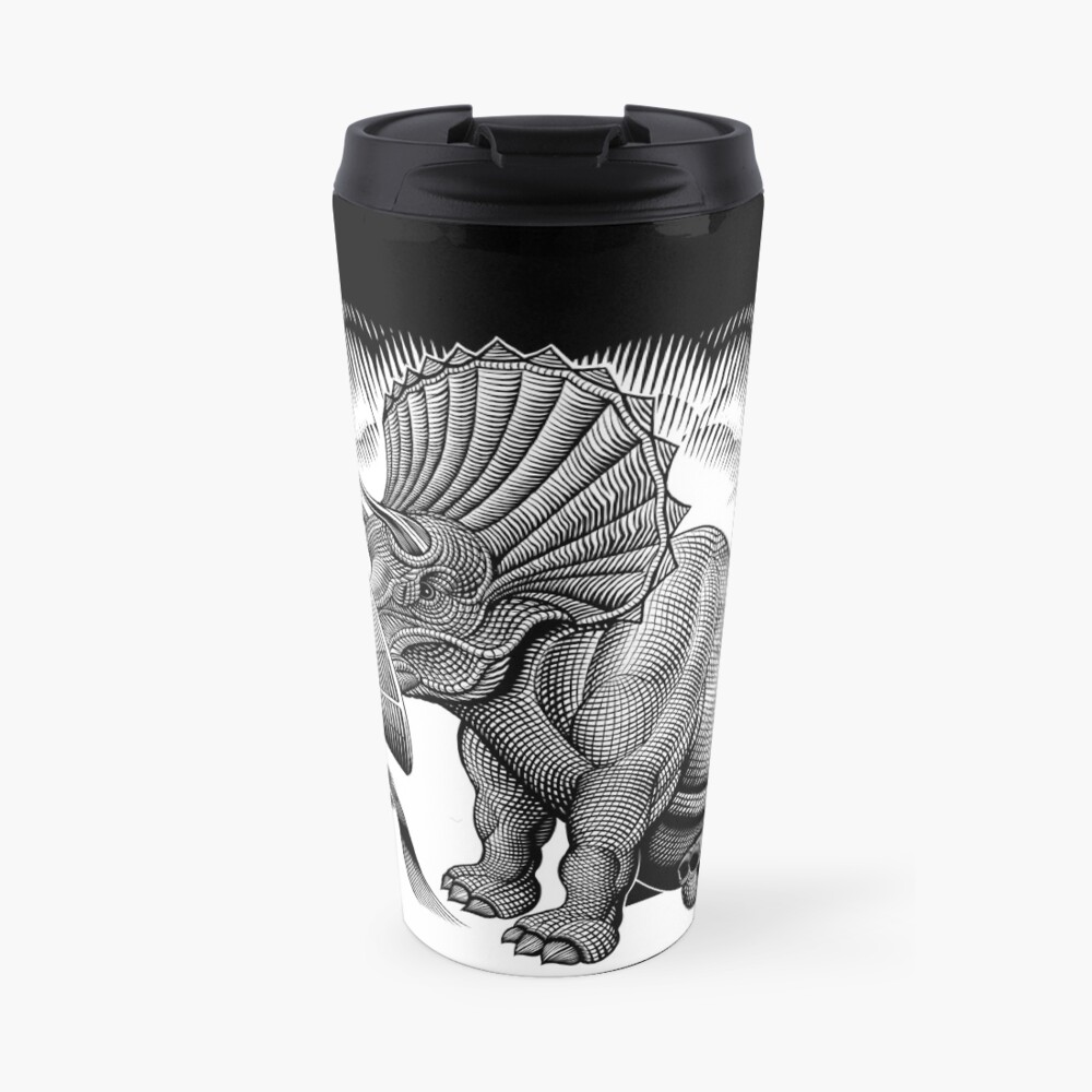 Triceratops and phonograph Travel Mug