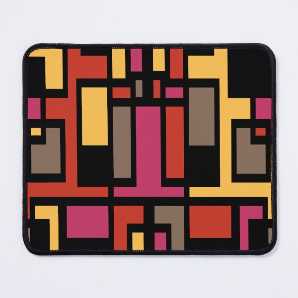 Item preview, Geometric Art Deco Style Red Pink Brown Yellow Black Outline designed and sold by taiche.
