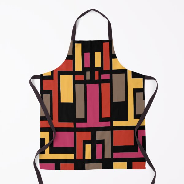 Item preview, Geometric Art Deco Style Red Pink Brown Yellow Black Outline  designed and sold by taiche.