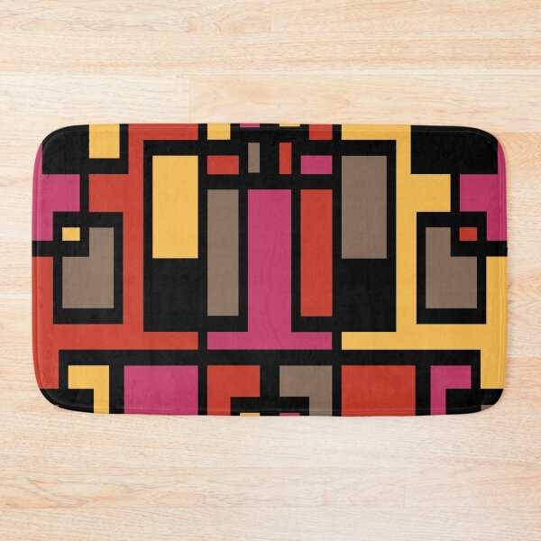 Item preview, Geometric Art Deco Style Red Pink Brown Yellow Black Outline  designed and sold by taiche.