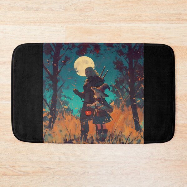 Item preview, Geralt y la joven Ciri: aventura de Halloween designed and sold by Elif Croft.