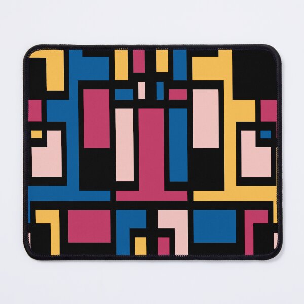 Item preview, Geometric Art Deco Style Blue Pink Yellow Black Outline  designed and sold by taiche.