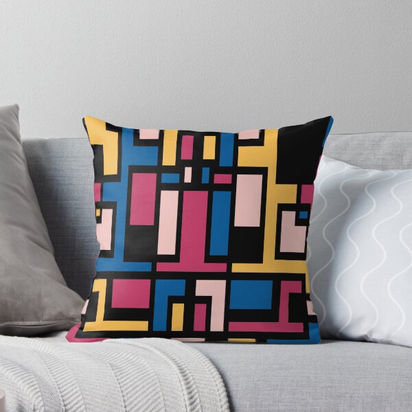Item preview, Geometric Art Deco Style Blue Pink Yellow Black Outline  designed and sold by taiche.