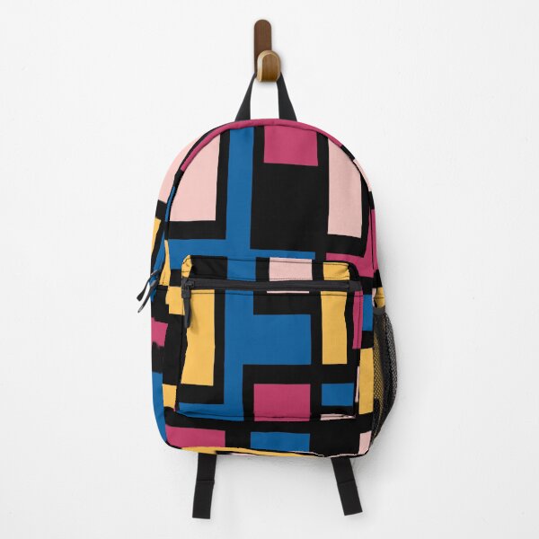 Item preview, Geometric Art Deco Style Blue Pink Yellow Black Outline  designed and sold by taiche.