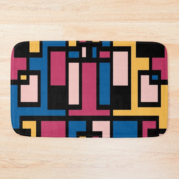 Item preview, Geometric Art Deco Style Blue Pink Yellow Black Outline  designed and sold by taiche.