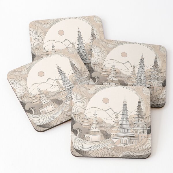 Item preview, Abstract Temple Pagodas in Minimalist Style designed and sold by RaiyaTees.