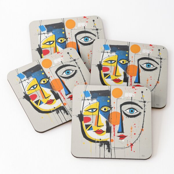 Item preview, Dual Perspectives: Abstract Faces in Vibrant Harmony designed and sold by DripDropArt.