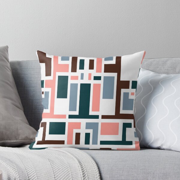 Item preview, Geometric Art Deco Style Blue Pink Brown White Outline  designed and sold by taiche.