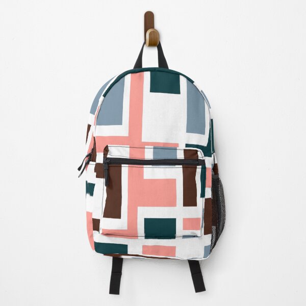 Item preview, Geometric Art Deco Style Blue Pink Brown White Outline  designed and sold by taiche.