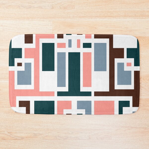 Item preview, Geometric Art Deco Style Blue Pink Brown White Outline  designed and sold by taiche.