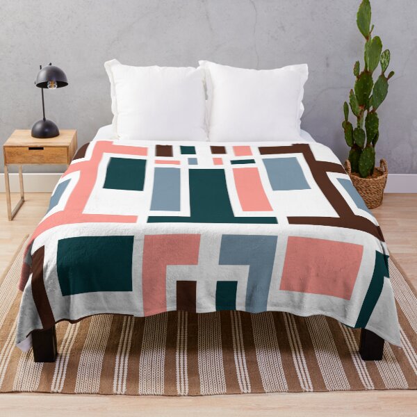 Item preview, Geometric Art Deco Style Blue Pink Brown White Outline  designed and sold by taiche.