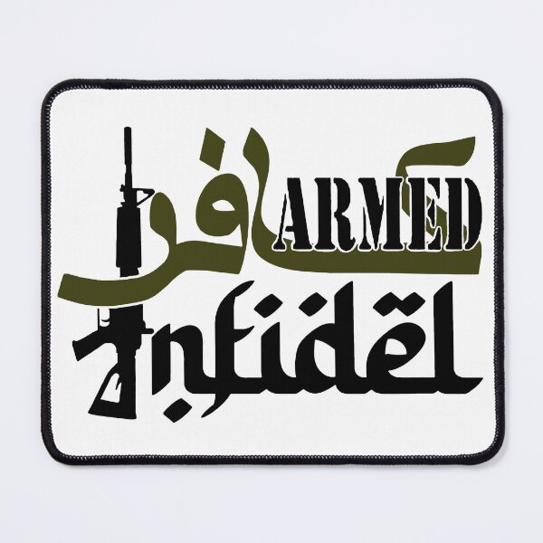 Item preview, Armed Infidel; Arabic; English; designed and sold by StickerApe.