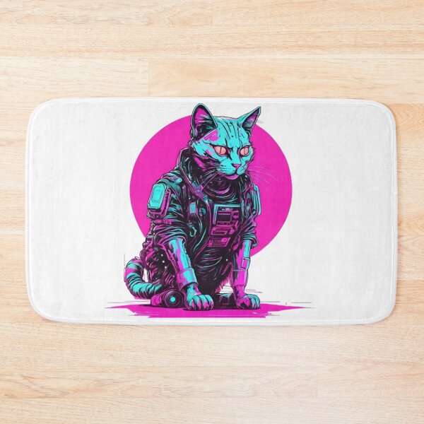 Item preview, Cyberpunk Cat in Neon Armor designed and sold by WILD-WILD-CAT.