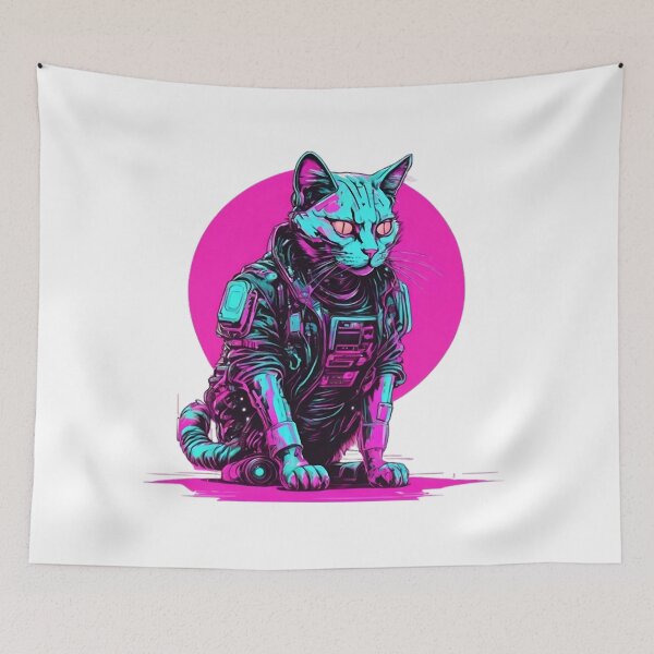Item preview, Cyberpunk Cat in Neon Armor designed and sold by WILD-WILD-CAT.