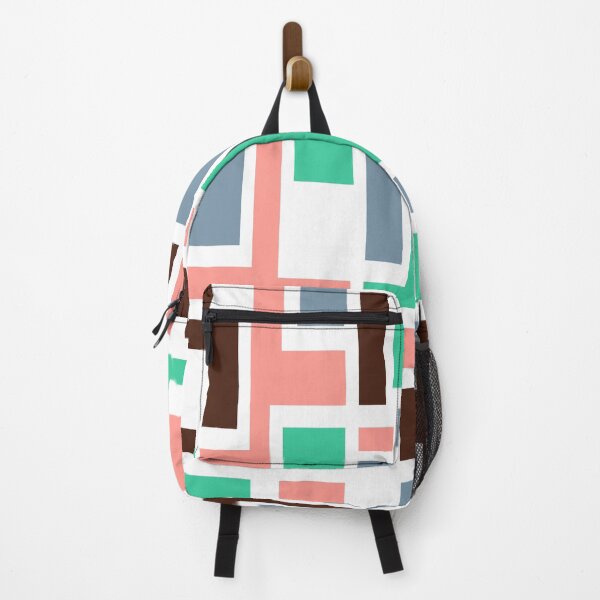 Item preview, Geometric Art Deco Style Blue Pink Green Brown White Outline  designed and sold by taiche.