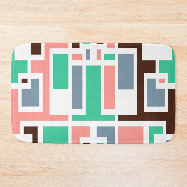 Item preview, Geometric Art Deco Style Blue Pink Green Brown White Outline  designed and sold by taiche.