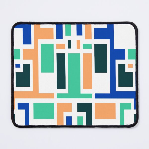 Item preview, Geometric Art Deco Style Blue Peach Green White Outline  designed and sold by taiche.