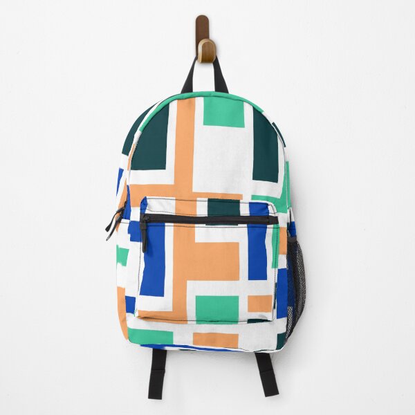 Item preview, Geometric Art Deco Style Blue Peach Green White Outline  designed and sold by taiche.