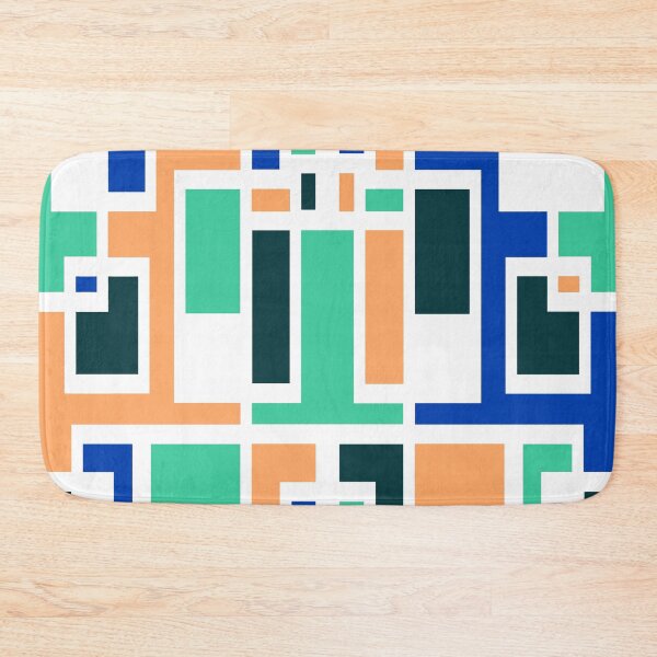 Item preview, Geometric Art Deco Style Blue Peach Green White Outline  designed and sold by taiche.