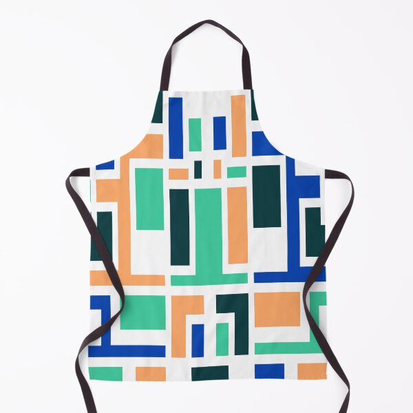 Item preview, Geometric Art Deco Style Blue Peach Green White Outline  designed and sold by taiche.