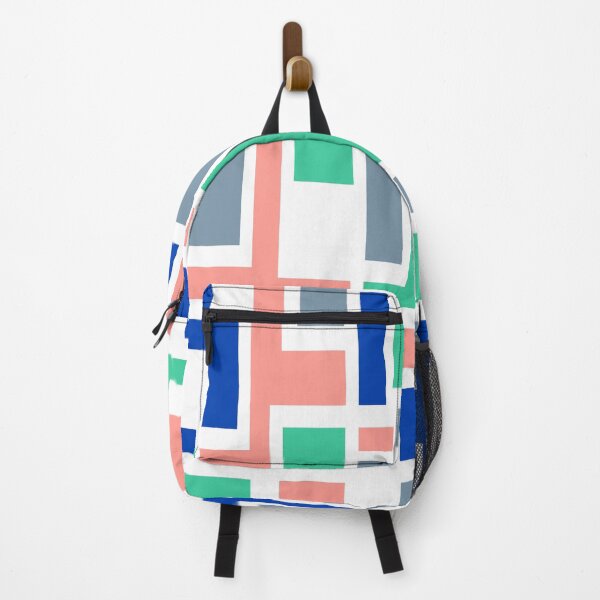 Item preview, Geometric Art Deco Style Blue Pink Green White Outline  designed and sold by taiche.