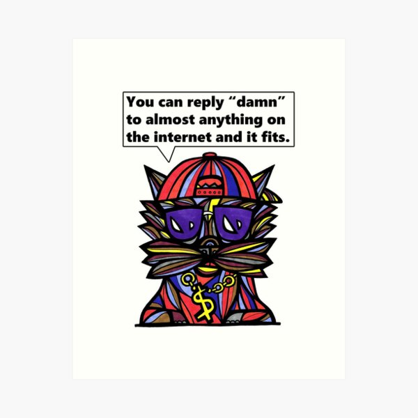 "You can reply "damn" to almost anything on the internet and it fits." Art Print