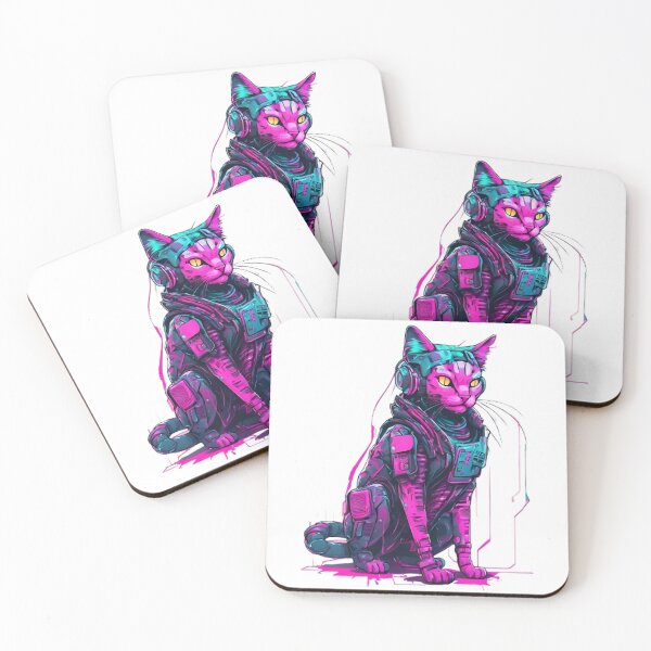 Item preview, Cyberpunk Cat with Neon Tech Armor designed and sold by WILD-WILD-CAT.