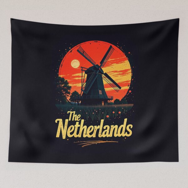 Item preview, The Netherlands Retro Windmill Design designed and sold by TheArtOfPat.