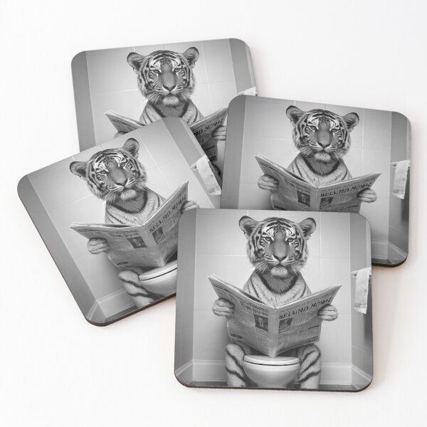 Item preview, Funny Tiger on Toilet Reading Newspaper | Quirky Animal Humor Art designed and sold by vk09.