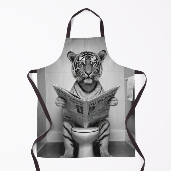 Item preview, Funny Tiger on Toilet Reading Newspaper | Quirky Animal Humor Art designed and sold by vk09.