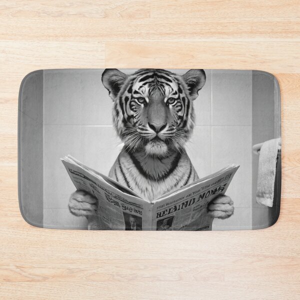 Item preview, Funny Tiger on Toilet Reading Newspaper | Quirky Animal Humor Art designed and sold by vk09.