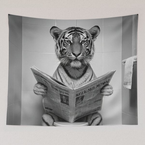 Item preview, Funny Tiger on Toilet Reading Newspaper | Quirky Animal Humor Art designed and sold by vk09.