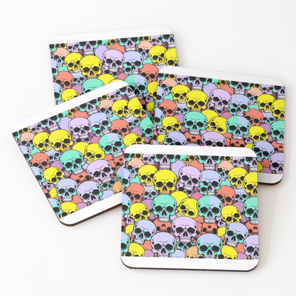 Item preview, Multicolored skulls pattern pop art designed and sold by Meandmyshop.