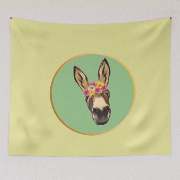 Item preview, donkey with flowers in hair designed and sold by TaraPen.