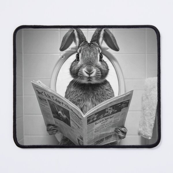 Item preview, Funny Rabbit on Toilet Reading Newspaper | Quirky Animal Humor Art designed and sold by vk09.