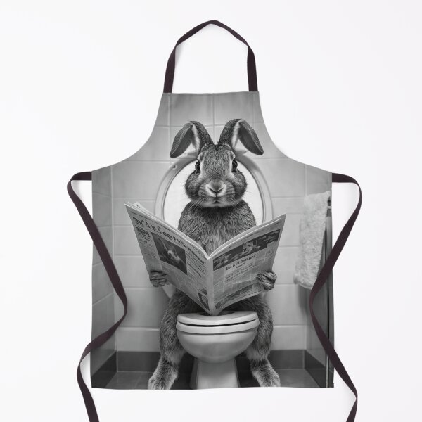 Item preview, Funny Rabbit on Toilet Reading Newspaper | Quirky Animal Humor Art designed and sold by vk09.