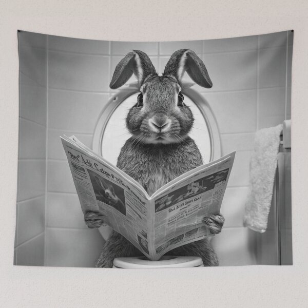 Item preview, Funny Rabbit on Toilet Reading Newspaper | Quirky Animal Humor Art designed and sold by vk09.