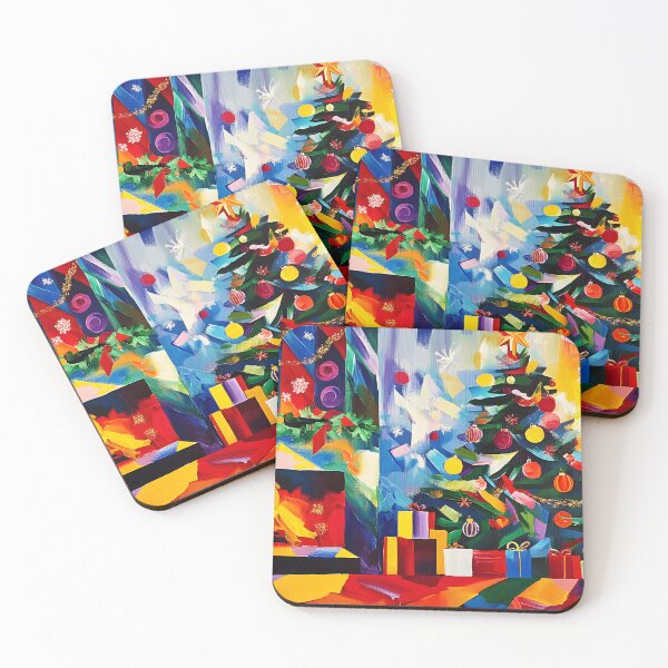 Item preview, Vibrant Christmas Living Room with Decorated Tree and Cozy Fireplace AI Generated Abstract Art designed and sold by OlfactoART Studio.