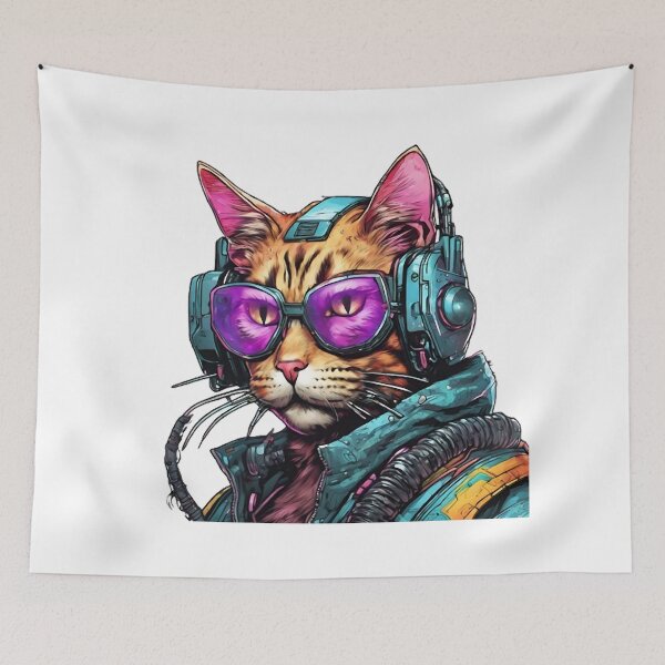 Item preview, Cyberpunk Cat Hero designed and sold by WILD-WILD-CAT.