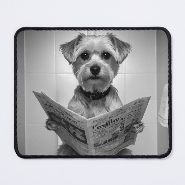Artikelvorschau, Lustiger Hund auf Toilette, der Zeitung liest | Skurrile Tierhumorkunst entworfen und verkauft von vk09.