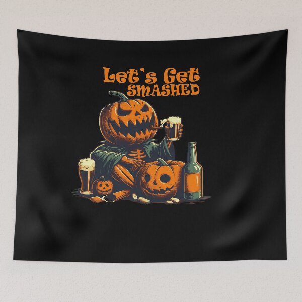 Item preview, Let's Get Smashed Funny Pumpkin Halloween Drinking Beer designed and sold by Yonshop.