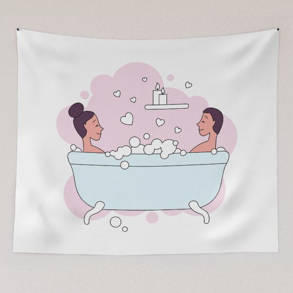 Item preview, Happy couple taking bubble bath designed and sold by CHERRY--SHOP.