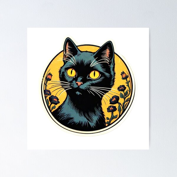 Item preview, VINTAGE BLACK CAT STICKER  designed and sold by Arts4U.