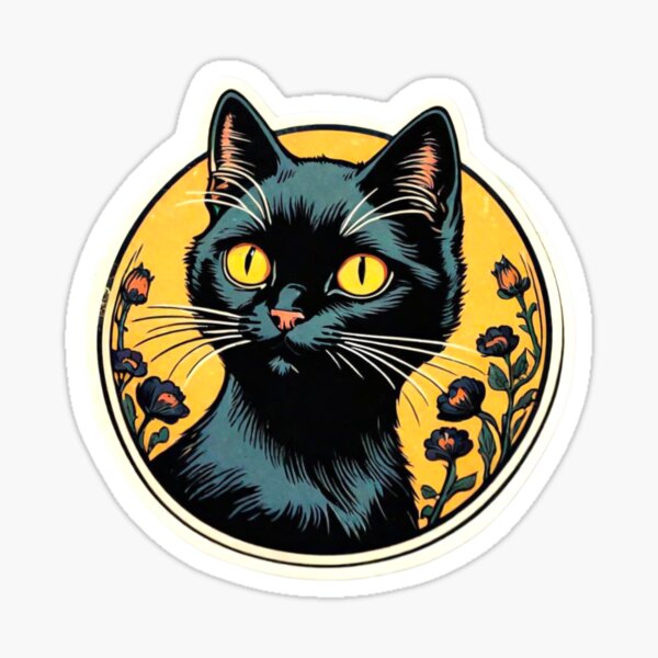 Item preview, VINTAGE BLACK CAT STICKER  designed and sold by Arts4U.