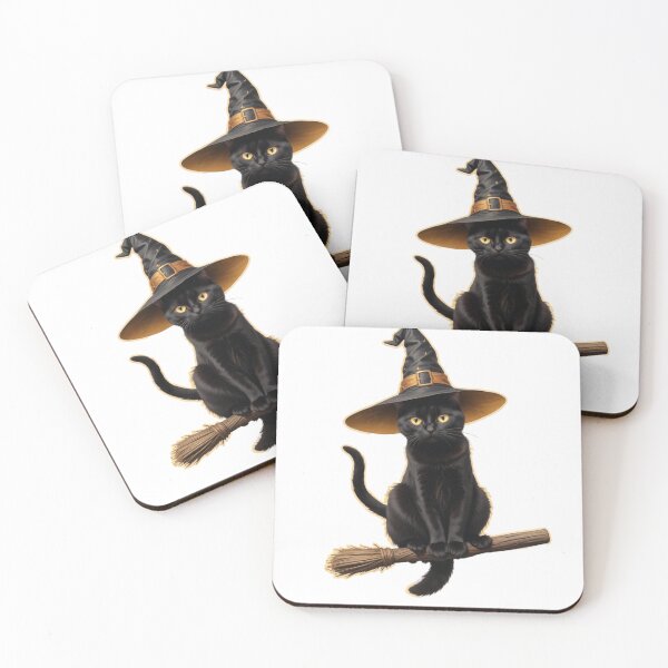 Item preview, CUTE BLACK CAT RIDING BROOMSTICK HALLOWEEN STICKER designed and sold by Arts4U.