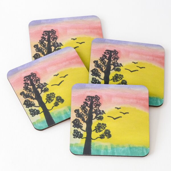 Item preview, Watercolor of tree at sunset designed and sold by NaturaFotos.