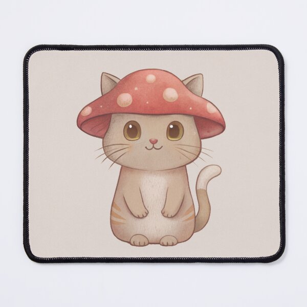 Item preview, cute cat sketch with mushroom cap designed and sold by rlav123.