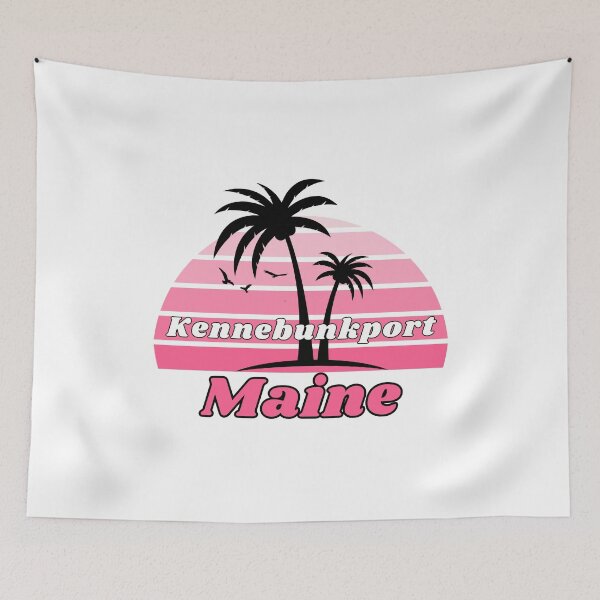 Item preview, Retro Cool Kennebunkport Beach Maine Palm Tree at Sunset Souvenirs designed and sold by karmdaf.