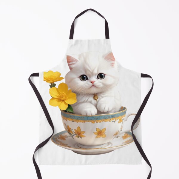 Item preview, PERSIAN WHITE CAT KITTEN IN TEA CUP designed and sold by Arts4U.