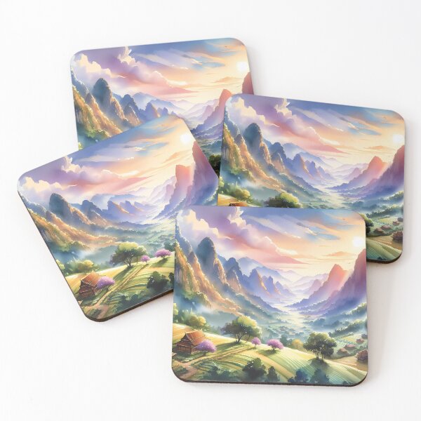 Item preview, Serene Valley at Sunrise with Traditional Mountain Villages designed and sold by Vitalka-uk.